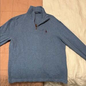 Polo by Ralph Lauren Men's Heather Blue Zip-Up Sweater